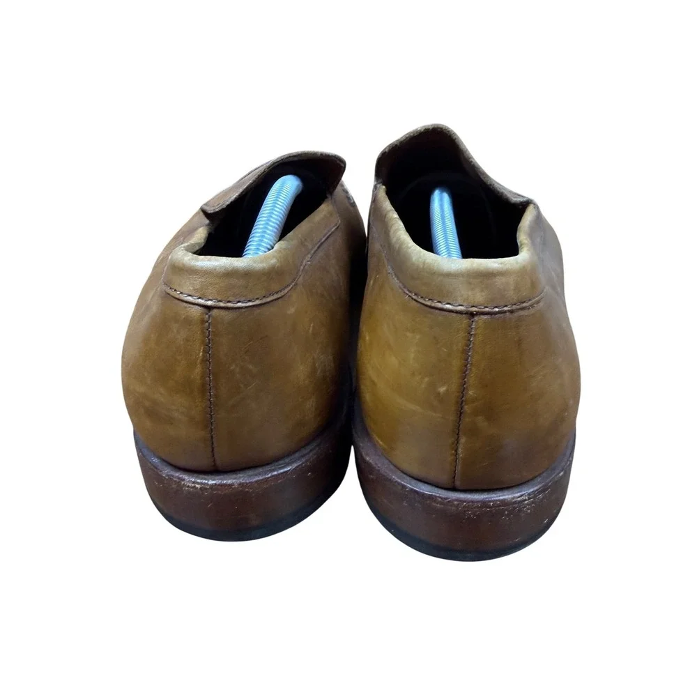 Allen Edmonds Carlstadt Loafers Mens 11.5 D Tan Woven Leather Penny Slip On Shoe